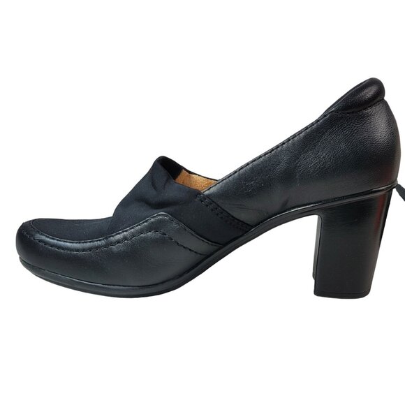 Naturalizer Quebec Loafer Shoes Black 9.5M Comfy Block Heel Leather Slip On - Picture 6 of 15